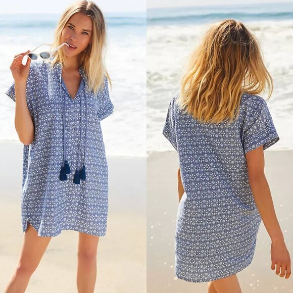 Roller Rabbit Blue Roller Rabbit Wythe Cover-Up Tunic Dress 20456 - Picture 1 of 10